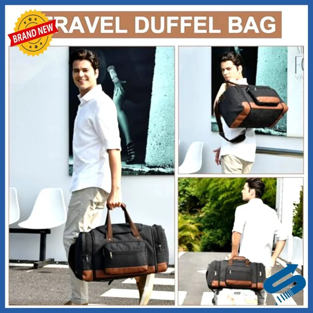 Canvas Travel Duffel Bag Expandable Carry On Luggage Multi Pocket Design